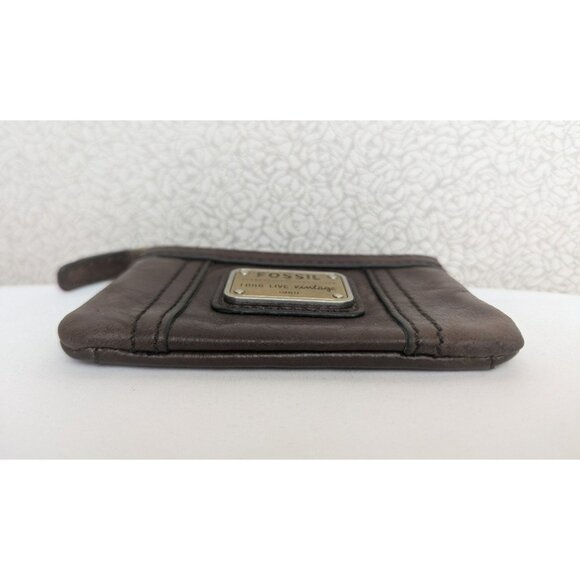 Fossil "Long Live Vintage" Small Keychain Coin Purse Pouch Wallet Leather Brown - Picture 4 of 12